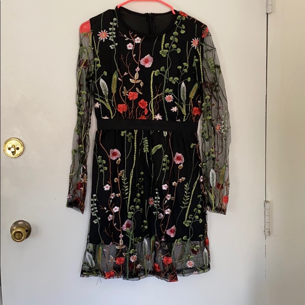 Floral mesh mini dress